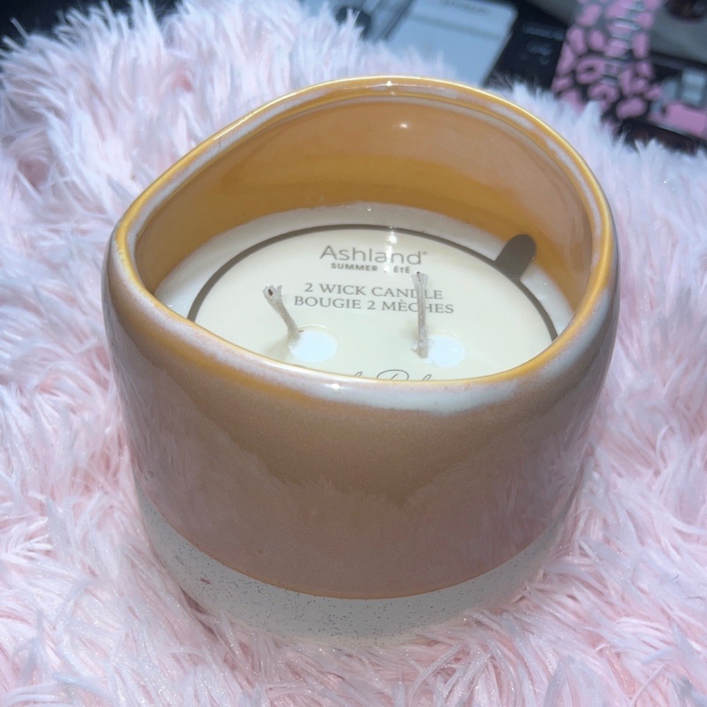 X-Large Ashland Two-Wick Candle Holder - Gold and Cream